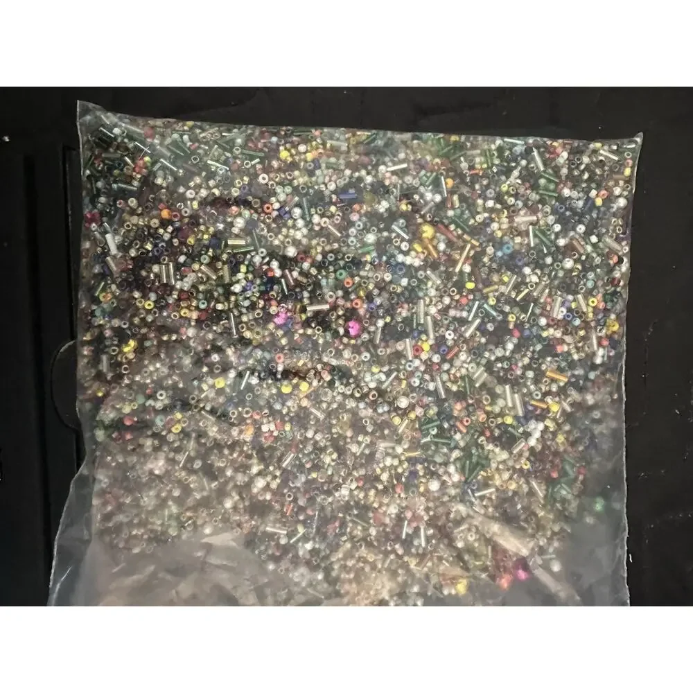 1LB Lot of Loose Mixed Multicolor Glass Seed Beads & Bugle Beads New